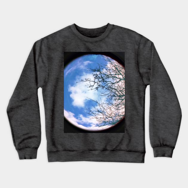 Planet Earth Environment with Blue Sky, White Cloud and Winter Tree Crewneck Sweatshirt by Supertonic